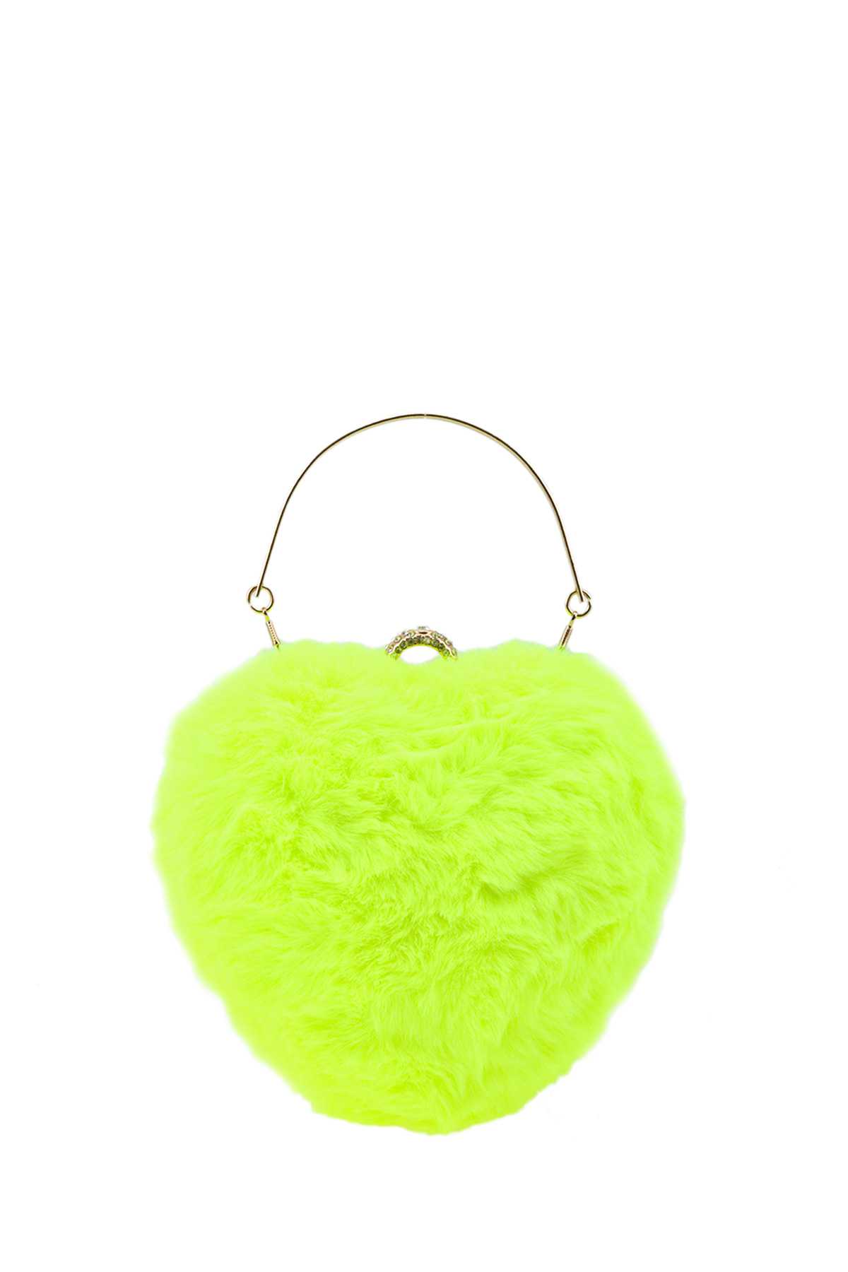 Fur Heart Top Handle Bag