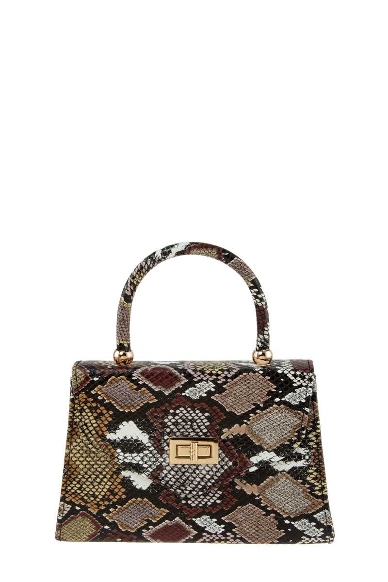 Snake Print Crossbody Bag with Handle
